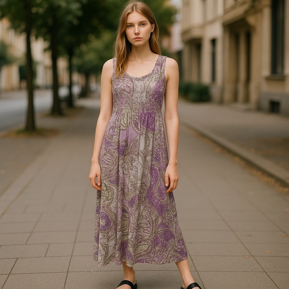 Elegant Purple Paisley Dress